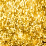 a yellow background with lots of small circles