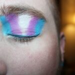 person's blue eyeshadow